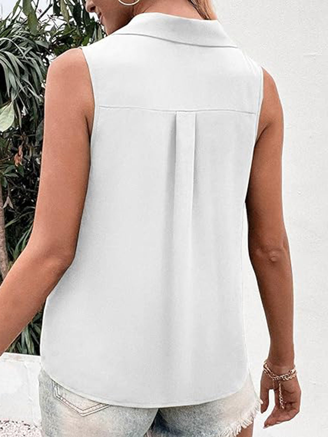 Full Size Johnny Collar Button Up Tank - House of Binx