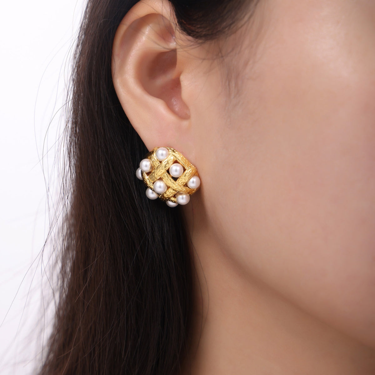 Copper Shell Pearl Stud Earrings - House of Binx