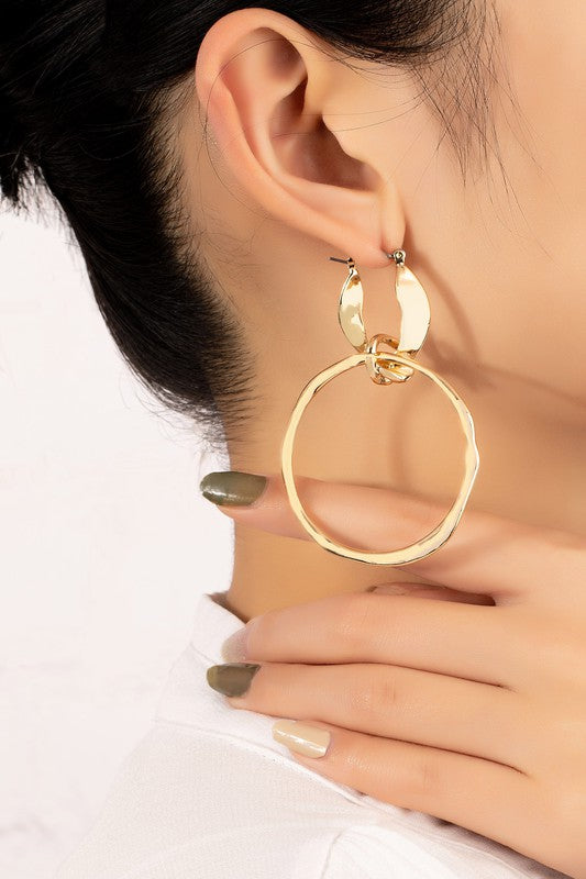 Statement hammered hoop drop earrings - House of Binx