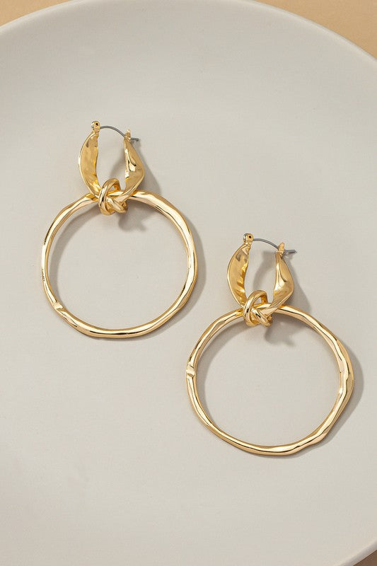 Statement hammered hoop drop earrings - House of Binx