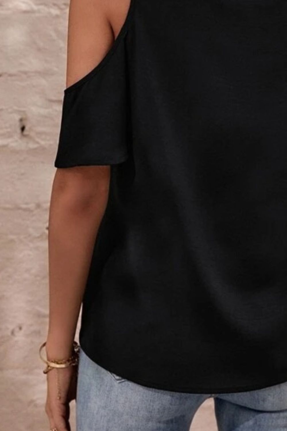 V-Neck Cold Shoulder Blouse - House of Binx