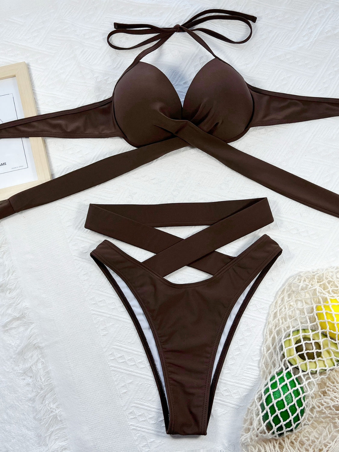 Crisscross Halter Neck Bikini Set - House of Binx