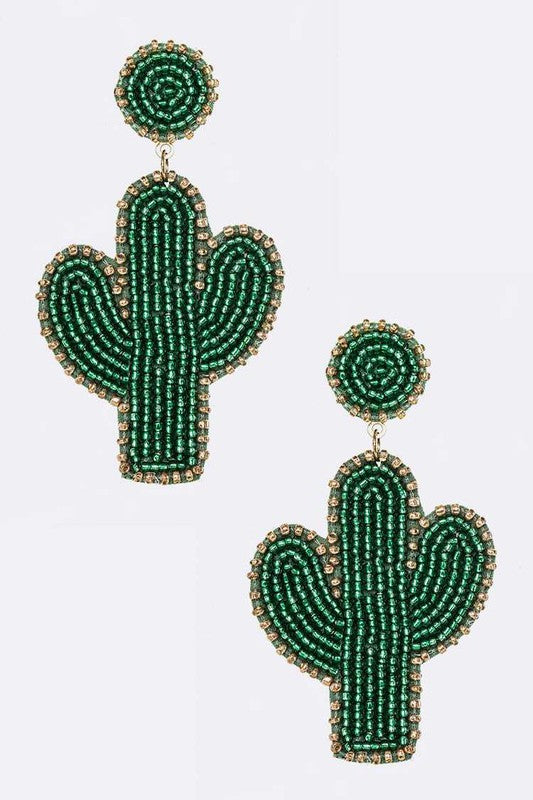 Beaded Cactus Iconic Earrings - House of Binx