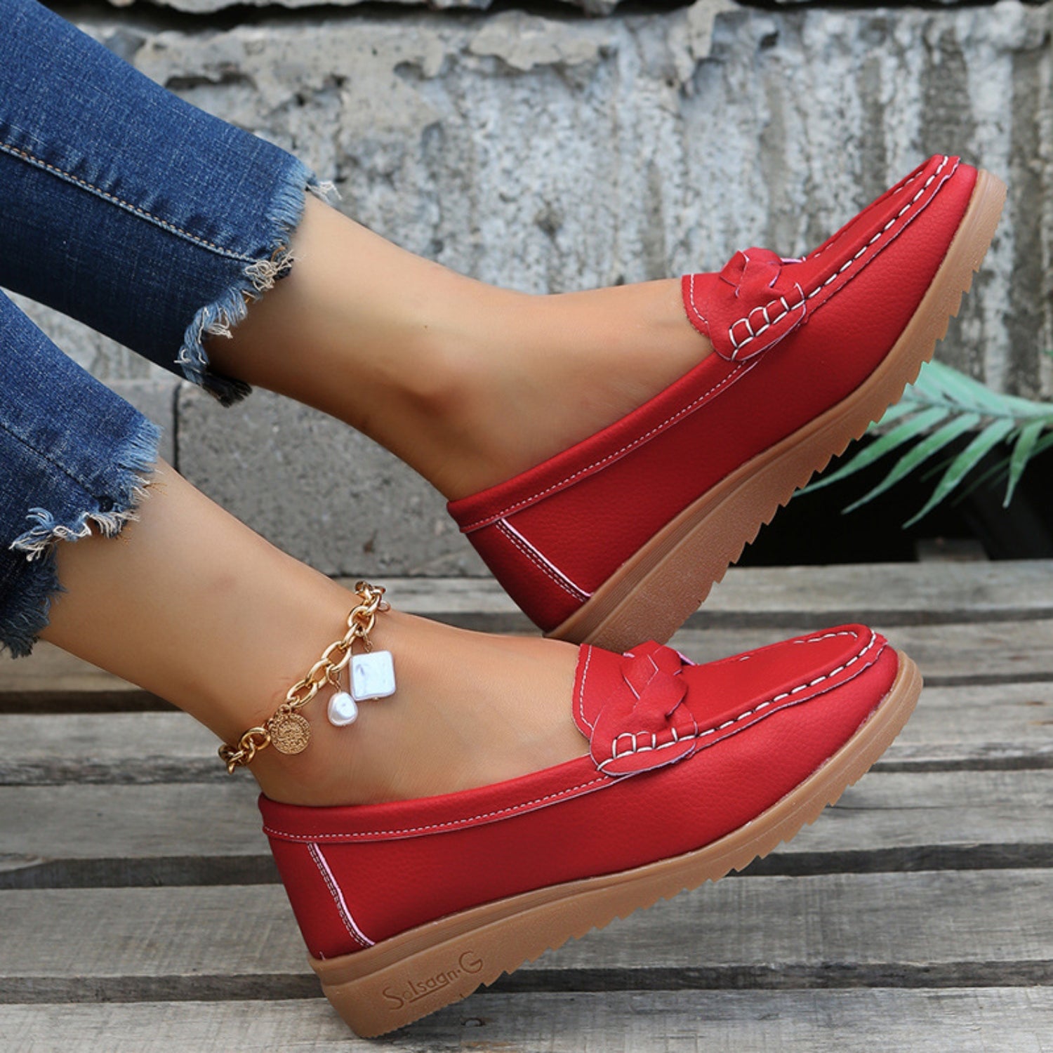 Weave Wedge Heeled Loafers - House of Binx