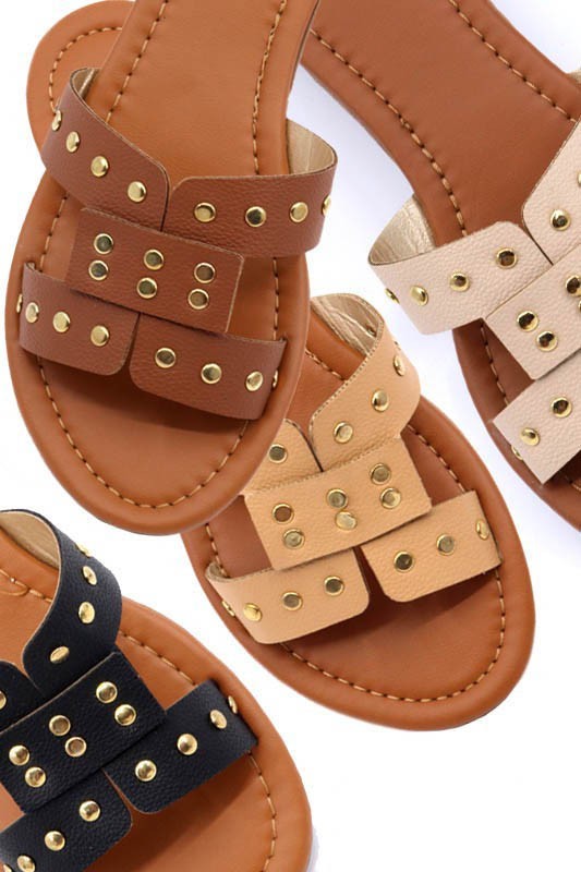 Slide sandal with rivet studs - House of Binx