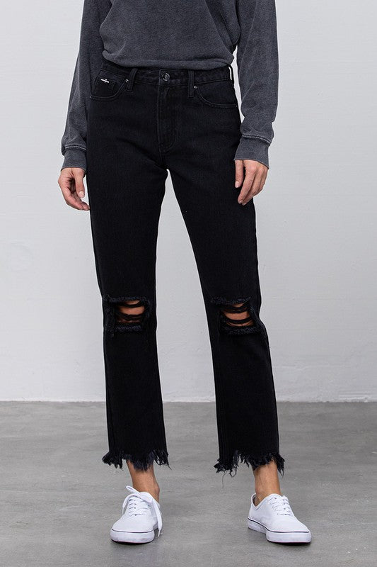 DESTROYED STRAIGHT JEANS - House of Binx