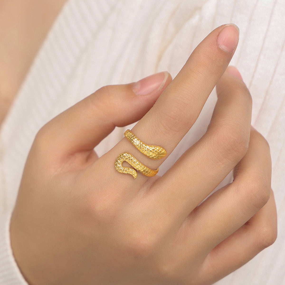 Titanium Steel Snake Shape Bypass Ring - House of Binx