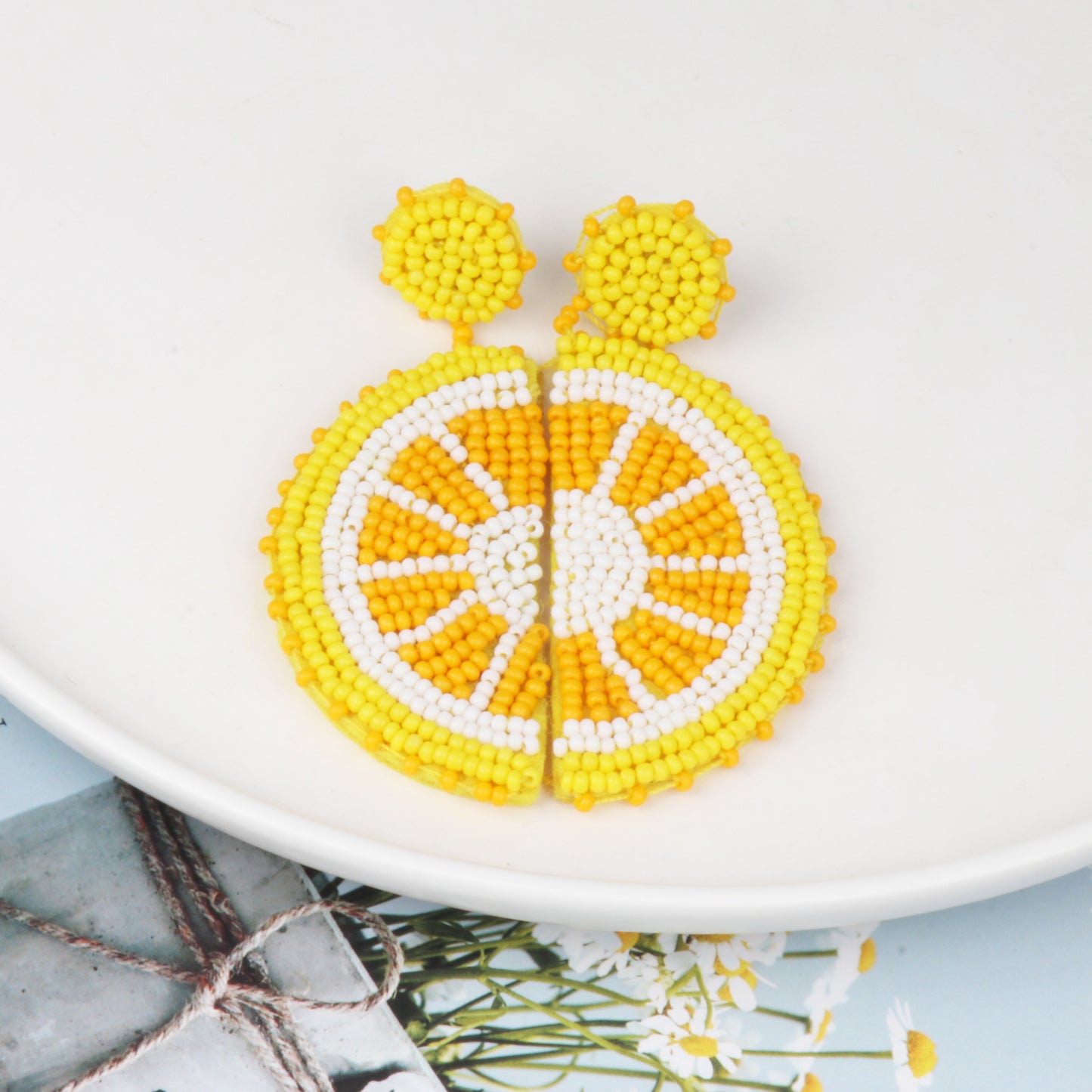 Alloy Beaded Orange Shape Earrings - House of Binx