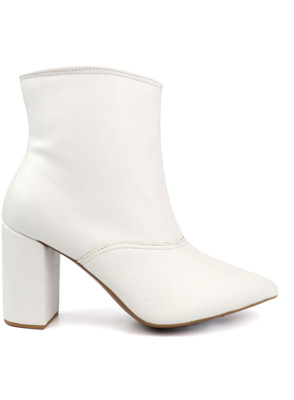 Pointed Toe Bootie with a Block Heel - House of Binx