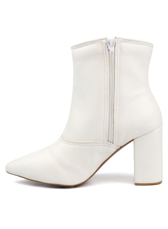 Pointed Toe Bootie with a Block Heel - House of Binx