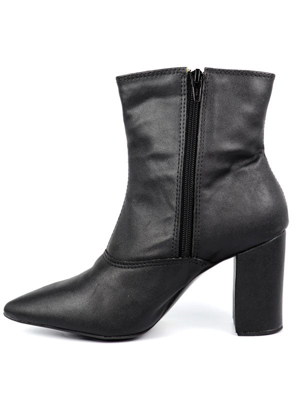 Pointed Toe Bootie with a Block Heel - House of Binx