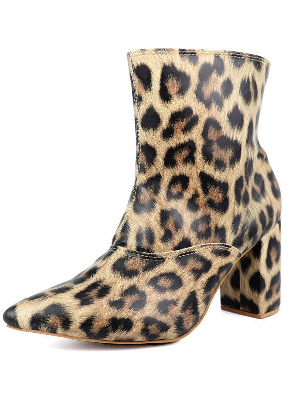 Pointed Toe Bootie with a Block Heel - House of Binx
