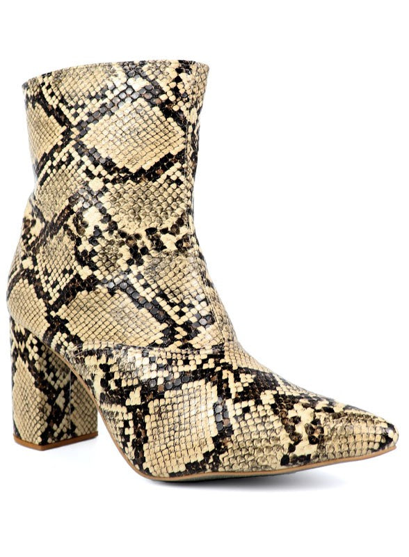 Pointed Toe Bootie with a Block Heel - House of Binx