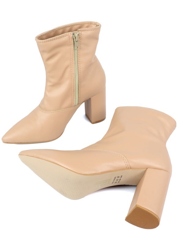 Pointed Toe Bootie with a Block Heel - House of Binx