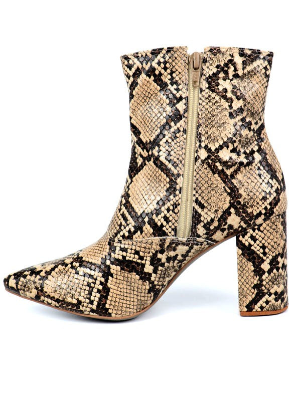 Pointed Toe Bootie with a Block Heel - House of Binx