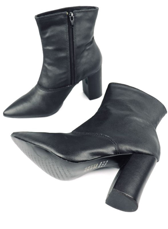 Pointed Toe Bootie with a Block Heel - House of Binx