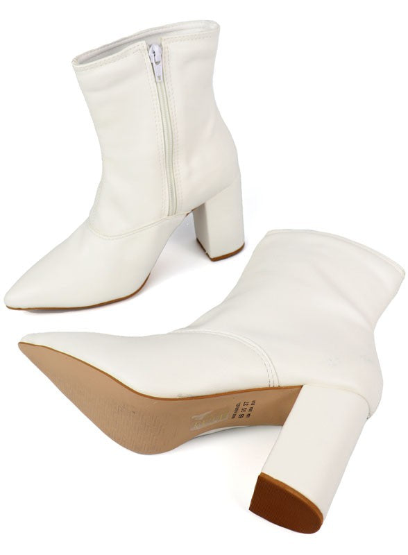 Pointed Toe Bootie with a Block Heel - House of Binx