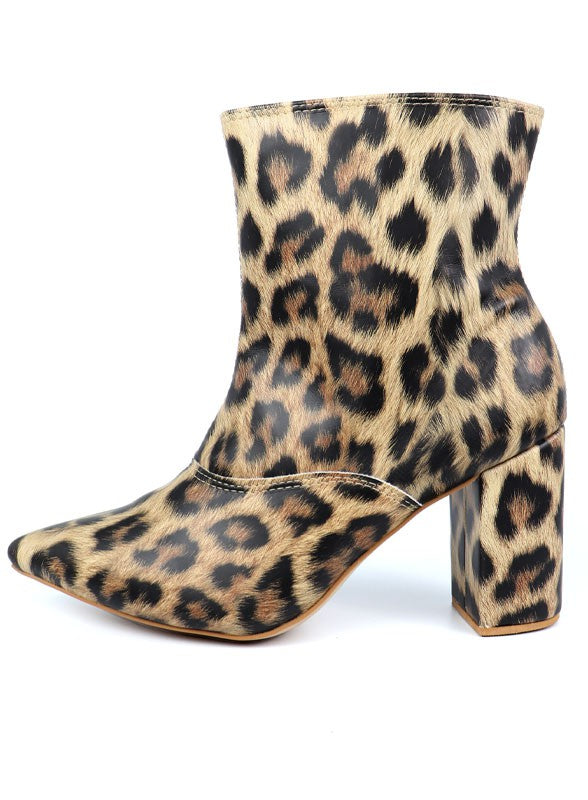Pointed Toe Bootie with a Block Heel - House of Binx