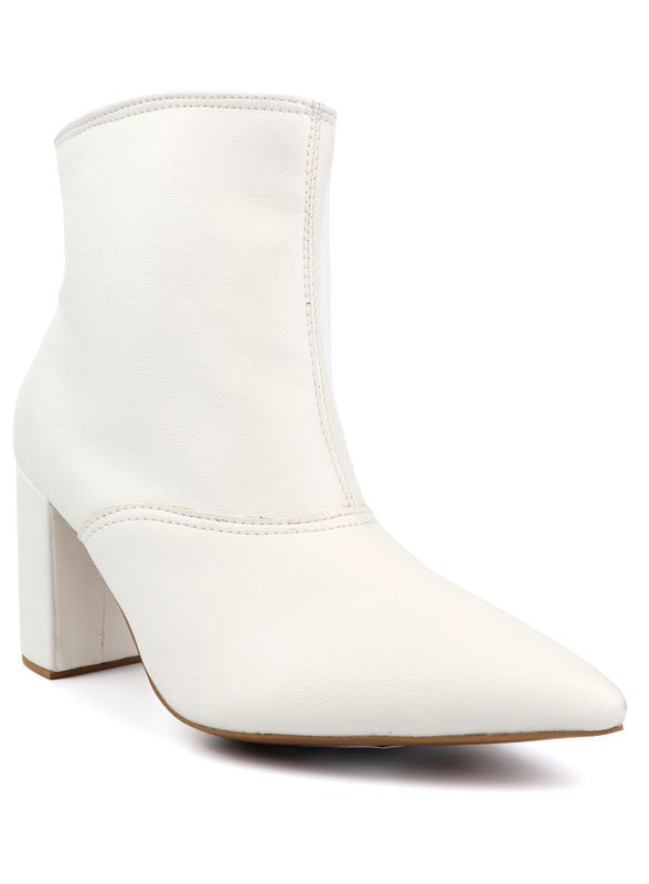 Pointed Toe Bootie with a Block Heel - House of Binx