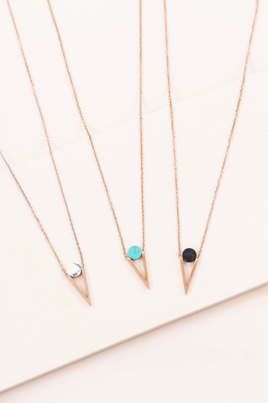 Tensly Point Stone Necklace Rose Gold - House of Binx