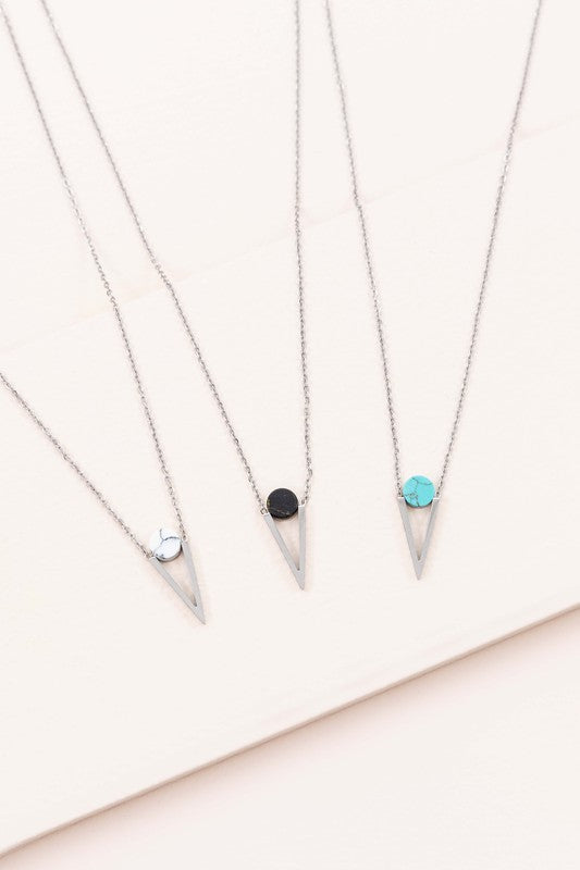 Tensly Point Stone Necklace Silver - House of Binx