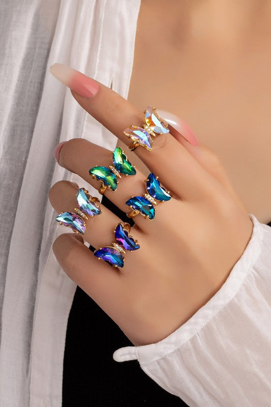 Butterfly ring with adjustable brass band - House of Binx