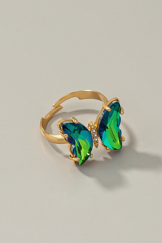 Butterfly ring with adjustable brass band - House of Binx