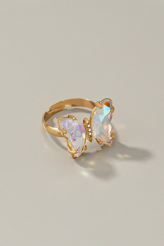 Butterfly ring with adjustable brass band - House of Binx