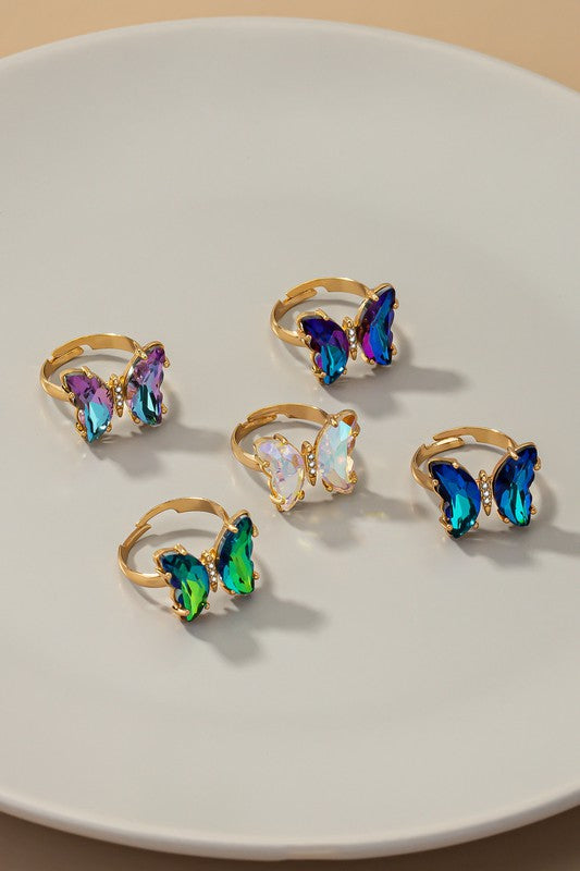 Butterfly ring with adjustable brass band - House of Binx
