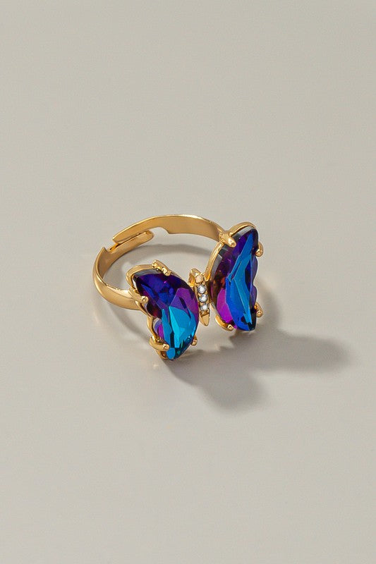 Butterfly ring with adjustable brass band - House of Binx