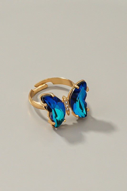Butterfly ring with adjustable brass band - House of Binx