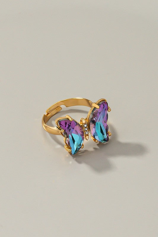 Butterfly ring with adjustable brass band - House of Binx