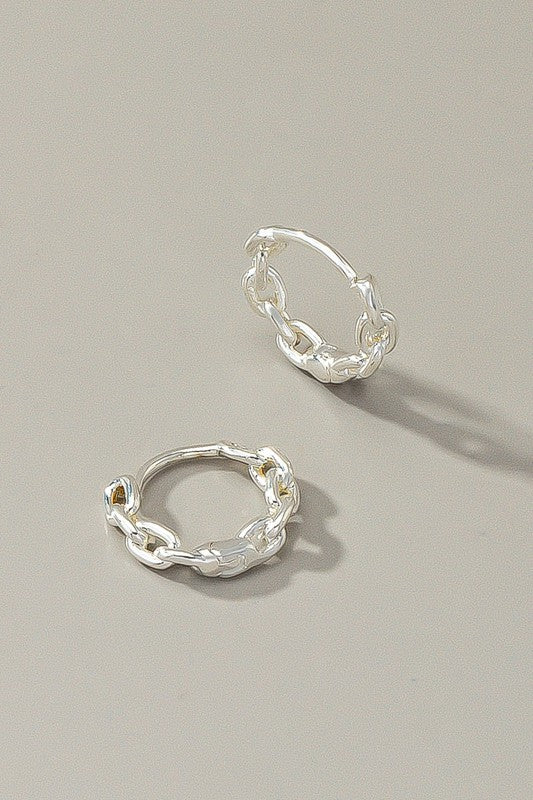 Premium brass chain shape huggie hoop earrings - House of Binx
