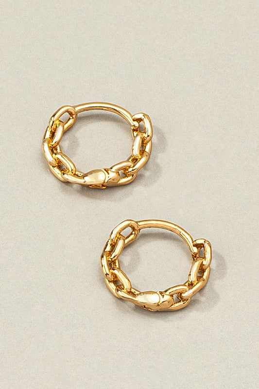 Premium brass chain shape huggie hoop earrings - House of Binx