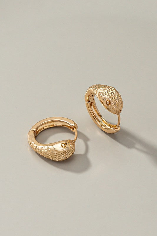 brass snake hinged hoop earring - House of Binx