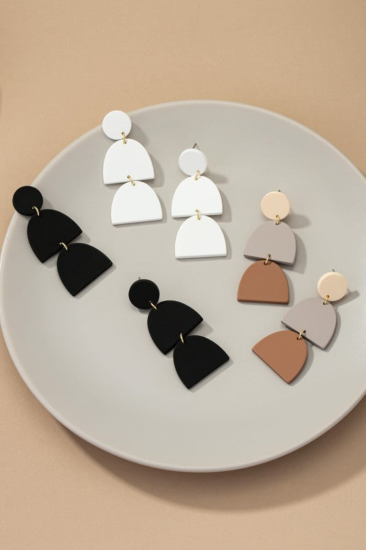 Three linear geo shape drop earrings - House of Binx