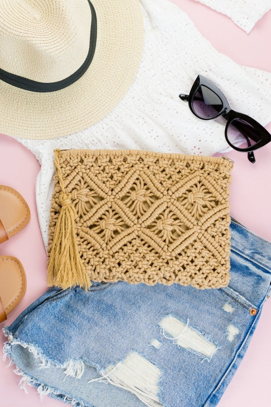 Macrame Tassel Clutch - House of Binx