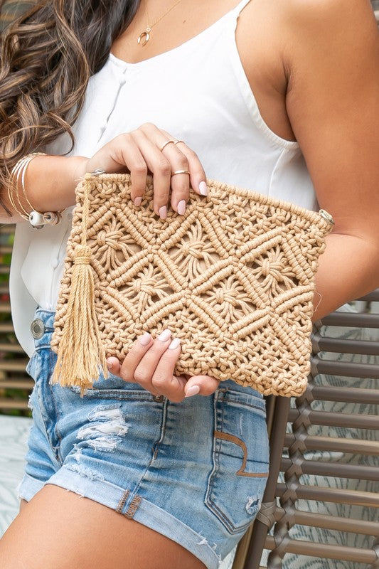 Macrame Tassel Clutch - House of Binx