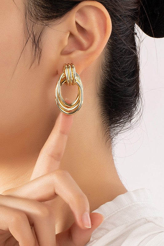 Premium Trio Metal Knot and Hoop Earrings - House of Binx