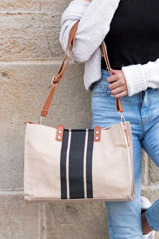 Canvas Stripe Tote - House of Binx