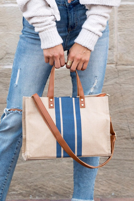 Canvas Stripe Tote - House of Binx