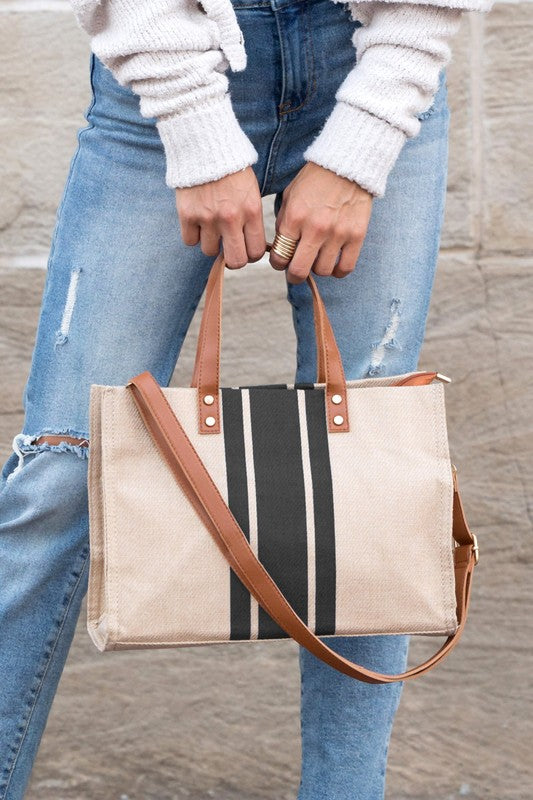 Canvas Stripe Tote - House of Binx