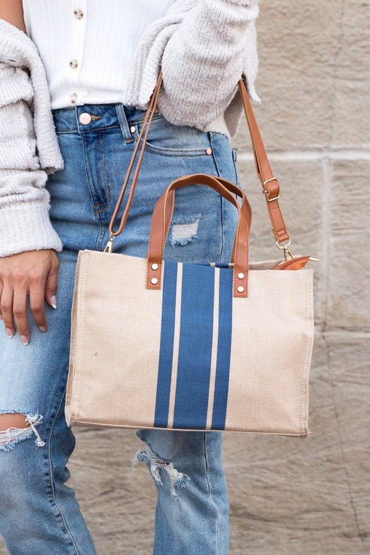 Canvas Stripe Tote - House of Binx
