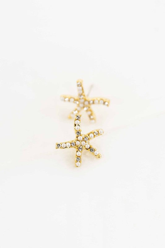 Starfish Stone and Pearl Earrings - House of Binx