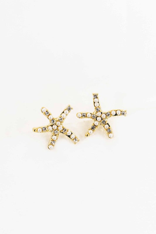 Starfish Stone and Pearl Earrings - House of Binx