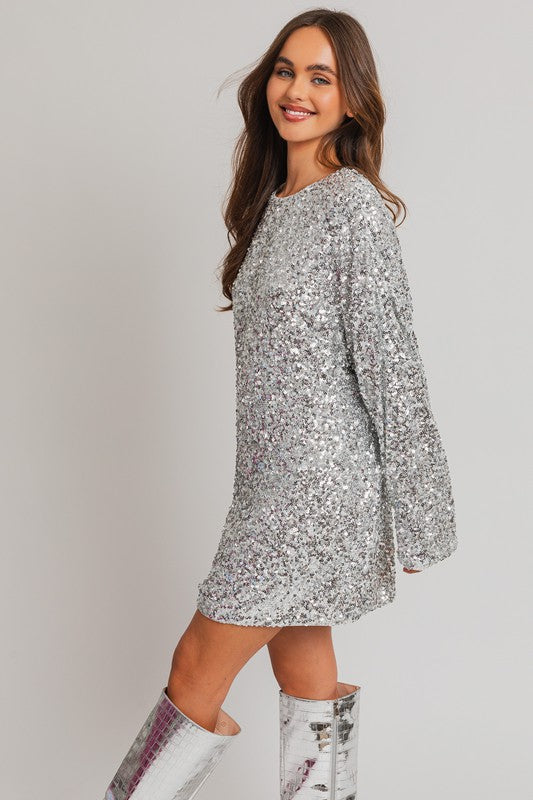 Long Sleeve Sequin Mini Dress - House of Binx