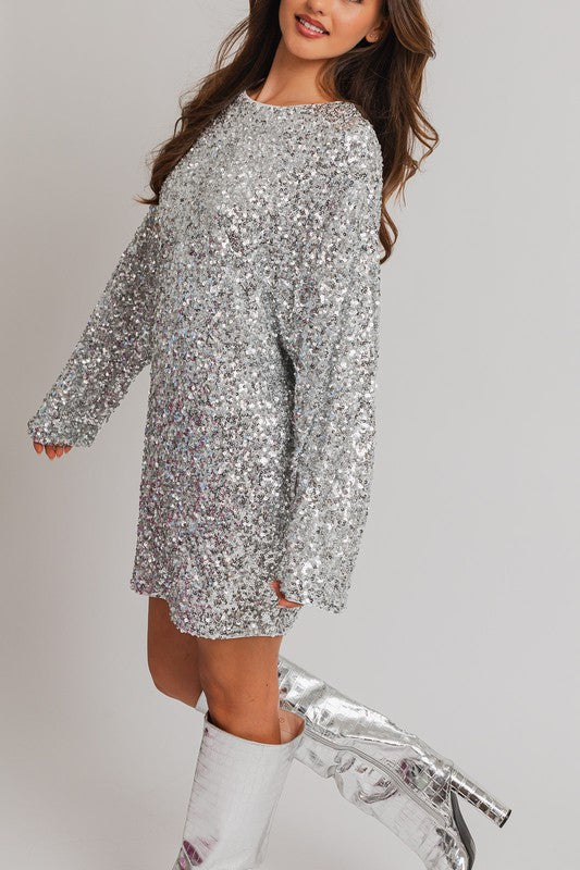 Long Sleeve Sequin Mini Dress - House of Binx