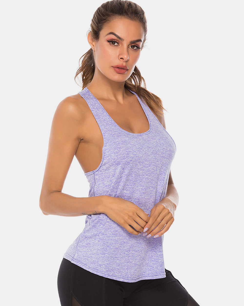 Full Size Scoop Neck Wide Strap Active Tank - House of Binx
