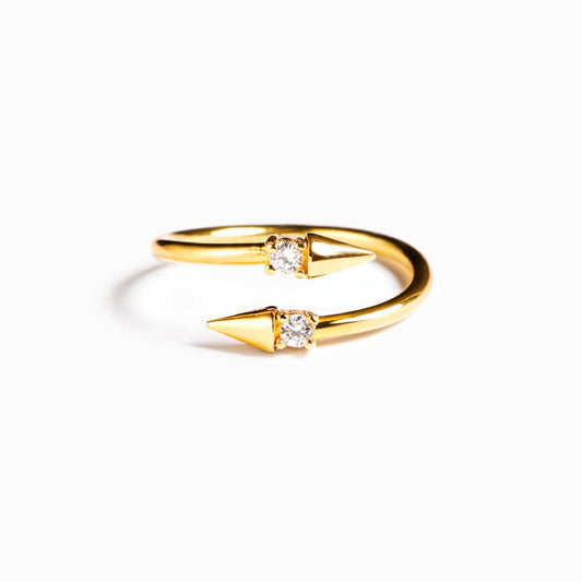925 Sterling Silver Inlaid Zircon Bypass Ring - House of Binx