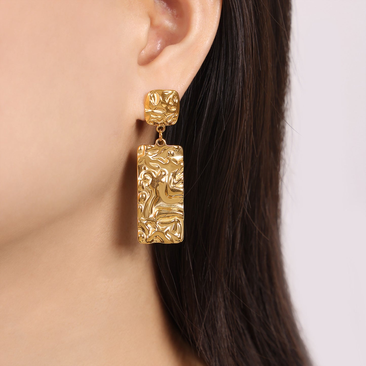 Titanium Steel Textured Geometric Earrings - House of Binx